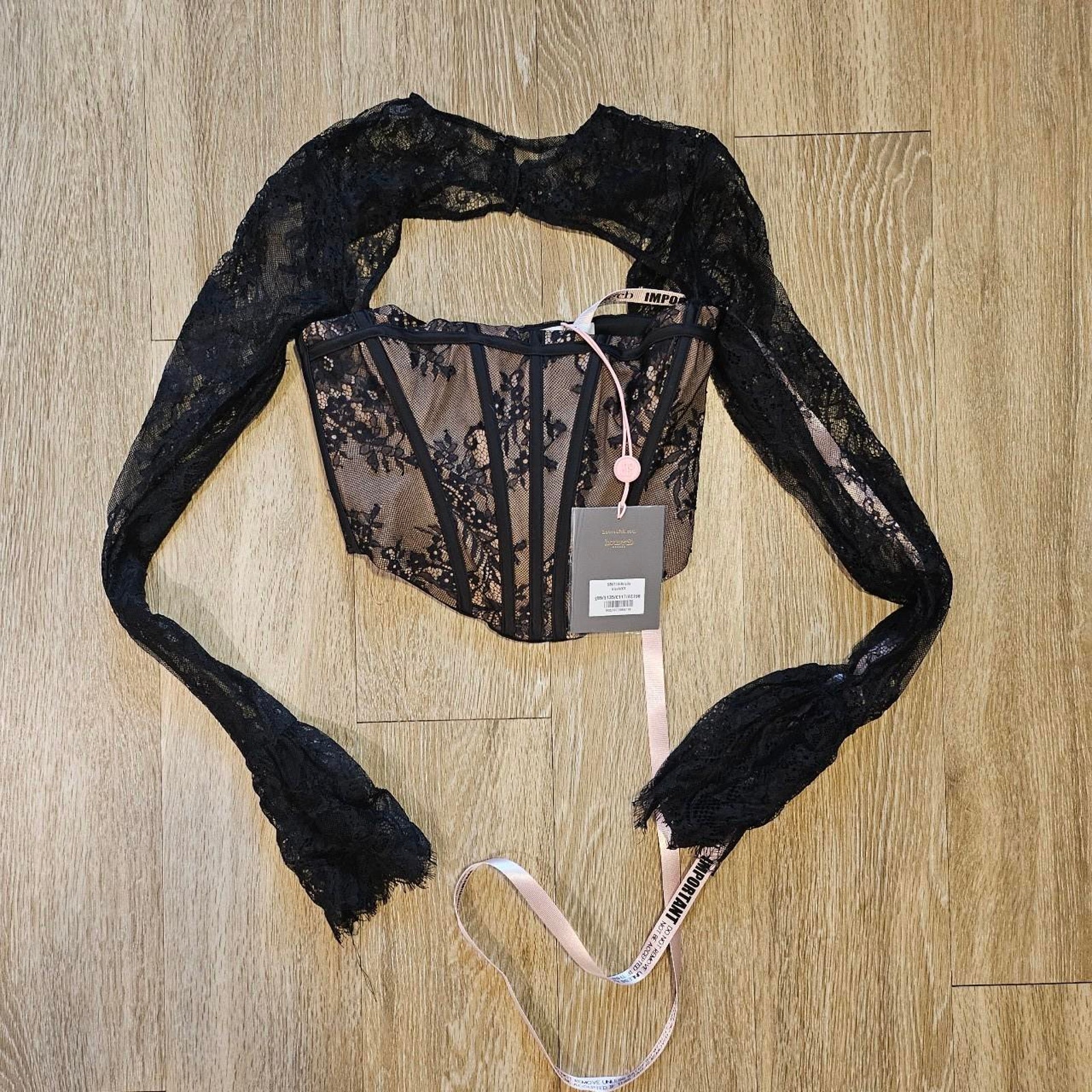 House Of Cb Brielle Rare Black Lace Corset Top